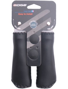 Griffe Satz Edge 2x130mm - Schwarzes Leder (blister)