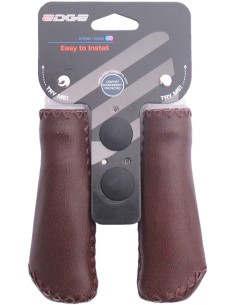 Griffe Satz Edge 2x130mm - Braunes Leder (blister)