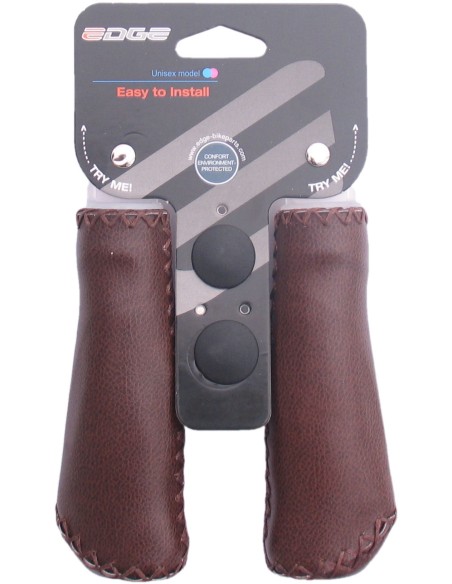 Griffe Satz Edge 2x130mm - Braunes Leder (blister)