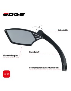 Spiegel Edge E-Fahrrad Luxe mit Klemme - Montage auf Links