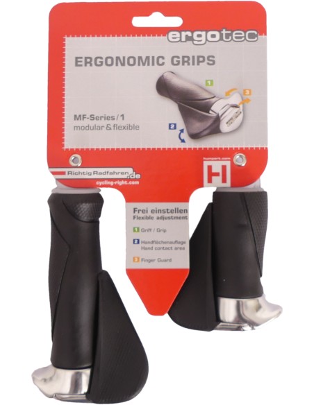 Griffe Satz Ergotec MF1 kraton / aluminium 130+87 mm - schwarz