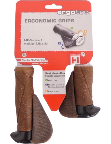 Griffe Satz Ergotec MF1 Kork / Aluminium 130 + 87 mm - braun / schwarz