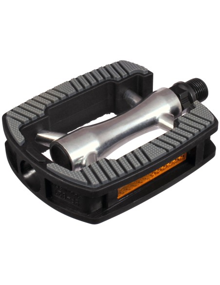 Pedale Marwi SP-821 mit Aluminiumgehäuse - Rutschfest - Silber mit grauer Einlage (Werkstattverpackung)