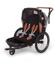 2 in 1 Fahrradanhänger Bobike für 2-Kinder - Schwarz/Grau