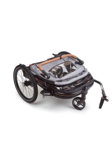 2 in 1 Fahrradanhänger Bobike für 2-Kinder - Schwarz/Grau