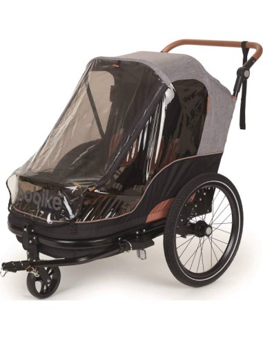 2 in 1 Fahrradanhänger Bobike für 2-Kinder - Schwarz/Grau