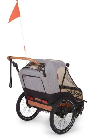 2 in 1 Fahrradanhänger Bobike für 2-Kinder - Schwarz/Grau