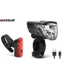 Beleuchtungsset Edge Razor 60 Lux - inkl. Bremslichtfunktion - StVZO Zulassung - USB Aufladbar