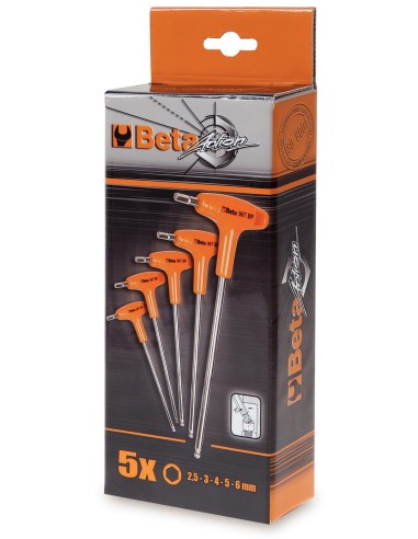 Sechskant-Stiftschlüsselsatz Beta Tools 96T/S5P mit Kunststoff-T-Griff (5-teilig)