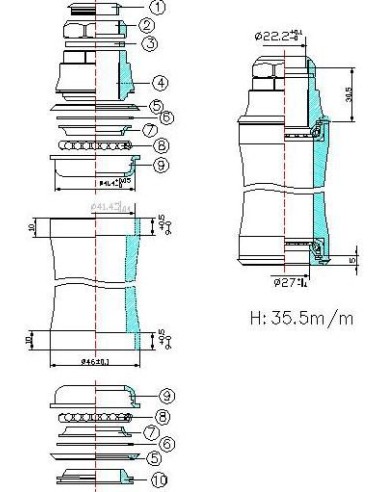 Steuersatz Tecora 1" semi-integriert - Schwarz