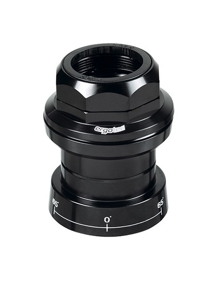Steuersatz Ergotec A118GC-ES 1 1/8" mit Gewinde und 65° Lenkerblock - Schwarz