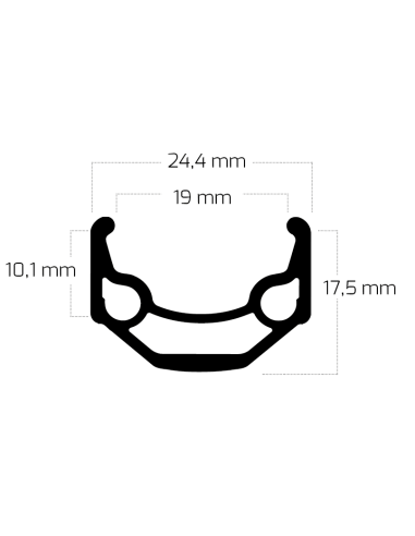 Felge Ryde ZAC 19 28" / 622 x 19C Aluminium 36 LScher 14G - Schwarz