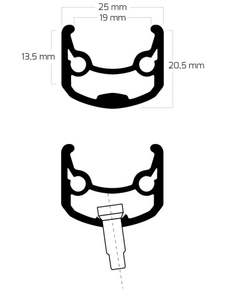 Felge Ryde Andra 30 28" / 622 x 19C Aluminium - 32 Löcher 14G - Schwarz
