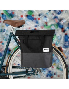 Recycelte Shopper-Fahrradtasche Urban Proof 20 Liter - Schwarz/Grau