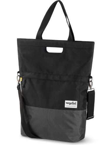 Recycelte Shopper-Fahrradtasche Urban Proof 20 Liter - Schwarz/Grau