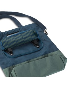 Recycelte Shopper-Fahrradtasche Urban Proof 20 Liter - Blau/Grün