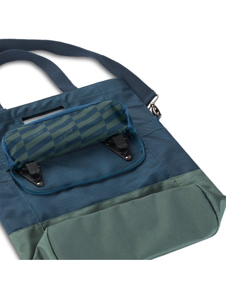 Recycelte Shopper-Fahrradtasche Urban Proof 20 Liter - Blau/Grün