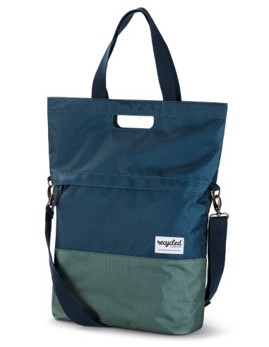 Recycelte Shopper-Fahrradtasche Urban Proof 20 Liter - Blau/Grün