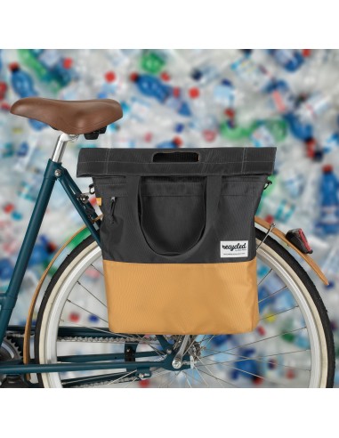 Recycelte Shopper-Fahrradtasche Urban Proof 20 Liter - Grau/Gelb