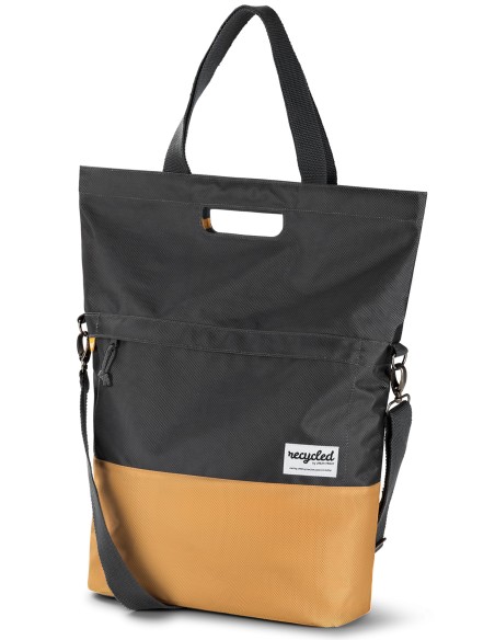 Recycelte Shopper-Fahrradtasche Urban Proof 20 Liter - Grau/Gelb