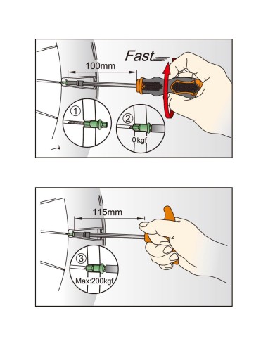 Speichenschlüssel Satz IceToolz 12D5 für 3,6 mm Vierkantnippel (12D3 + 12D7)