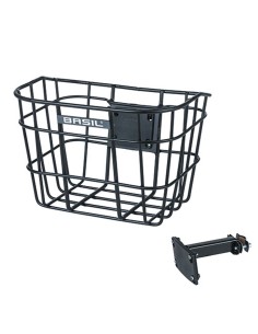 Fahrradkorb für Vorne Basil Bremen Alu FM mit Vorbauhalter 28 x 37 x 26 cm - Schwarz