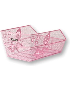 Fahrradkorb für Hinten Basil Cento S FM Flower mit Festmontage 36 x 26 x 18 cm - Rosa