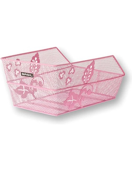 Fahrradkorb für Hinten Basil Cento S FM Flower mit Festmontage 36 x 26 x 18 cm - Rosa