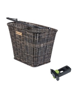 Fahrradkorb für Vorne Basil Bremen Rattan Look mit KF Vorbauhalter 27 x 35 x 29 cm - Brown