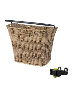 Fahrradkorb für Vorne Basil Bremen Rattan Look mit KF Lenkerhalter 27 x 35 x 29 cm - Seagrass
