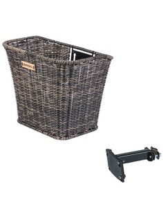 Fahrradkorb für Vorne Basil Bremen Rattan Look mit FM Vorbauhalter  27 x 35 x 29 cm - Nature Brown