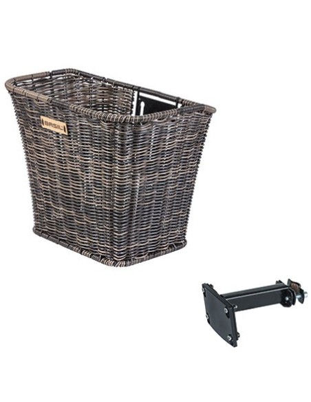 Fahrradkorb für Vorne Basil Bremen Rattan Look mit FM Vorbauhalter  27 x 35 x 29 cm - Nature Brown