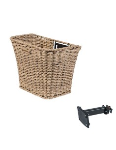 Fahrradkorb für Vorne Basil Bremen Rattan Look mit FM Vorbauhalter  27 x 35 x 29 cm - Seagrass