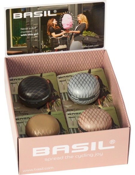 Display mit 4 Basil Noir Bell Fahrradklingeln