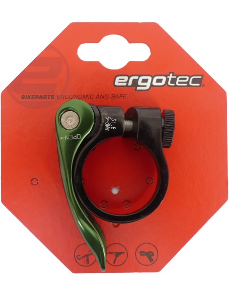 Sattelstützenklemme Ergotec SCQ-0100 ø31.8 mm Aluminium mit Schnellverschluss  - Schwarz / Grün