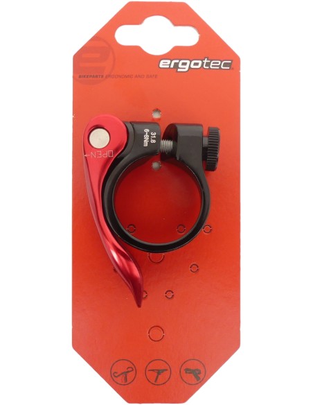 Sattelstützenklemme Ergotec SCQ-0100 ø34.9 mm Aluminium mit Schnellverschluss - Schwarz / Rot