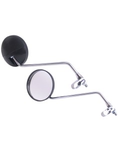Spiegelset mit Klemme M8 Edge mit klarem Glas - runde Form - Schwarz / Chrom