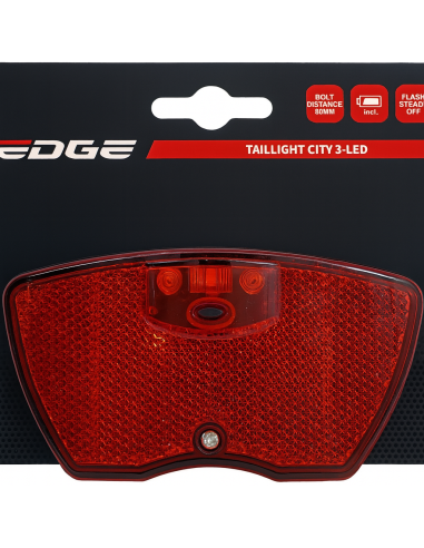 Gepäckträger Rücklicht Edge City - 3-Led - On/Off (blister)