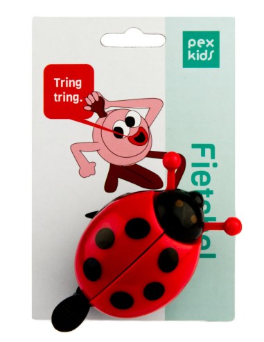 Fahrradklingel PexKids Marienkäfer mit offenen Flügeln - Rot/Schwarz