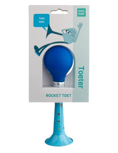 Fahrradhupe PexKids Rocket - Blau mit einer blauen Quetschbirne