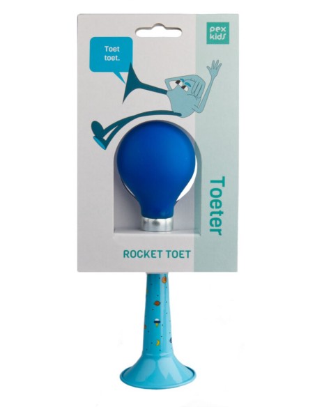 Fahrradhupe PexKids Rocket - Blau mit einer blauen Quetschbirne