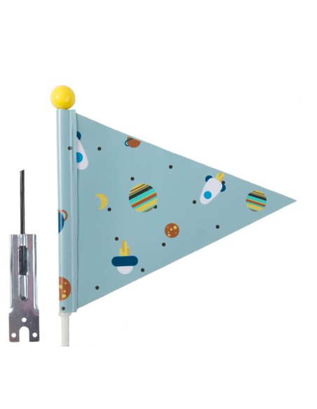 Sicherheitsfahne PexKids Rocket   blau mit Raketenaufdruck