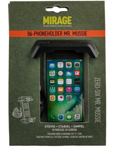 Telefonhalter Mirage Zero-Six Mr. Mussie - Verstellbar 17-9 cm - Schwarz