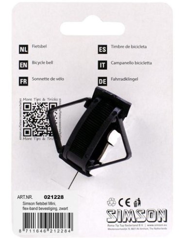 Fahrradklingel Simson Mini mit Flexbandaufsatz - Schwarz