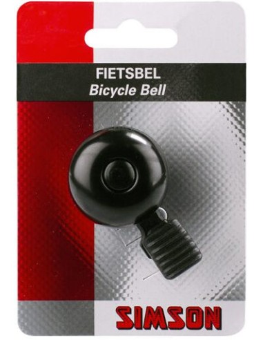 Simson Fahrradklingel Mini 32mm mit fester Kunststoffbefestigung - schwarz