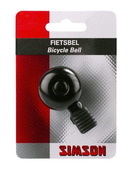 Simson Fahrradklingel Mini 32mm mit fester Kunststoffbefestigung - schwarz
