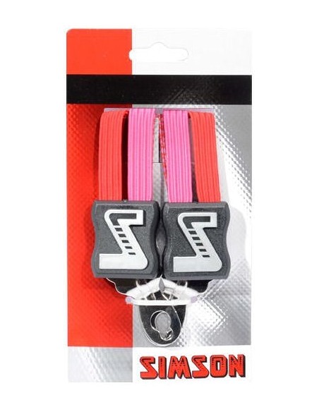 Spanngurt Gepäckträger Trio Simson Kurz mit 3 Gurte - Rosa/Rot