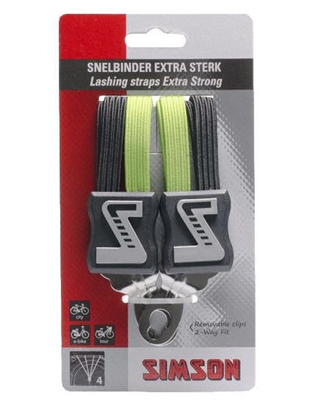 Spanngurt Gepäckträger Quattro Simson Extra Stark mit 4 Gurte - Schwarz/Grün