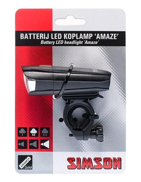 Simson Scheinwerfer "Amaze" 1 LED 25 Lux - mit Batterien