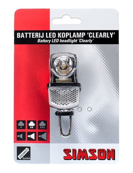 Simson Scheinwerfer für Vorderradgabel LED mit Batterien - "Clearly"  7 Lux